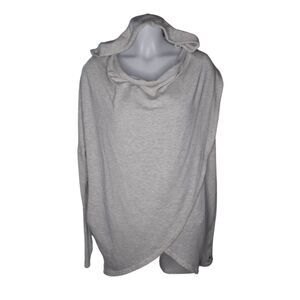 Athleta Purana Wrap Sweatshirt Hoodie Gray Yoga Athletic Tunic Drape Women Small